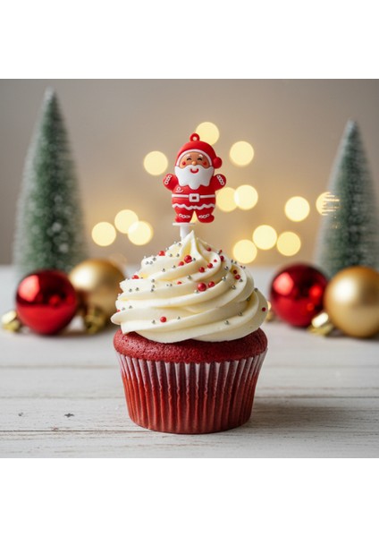 5 Adet Noel Baba Pasta Süsü Seti - Yılbaşı Cupcake Topper ve Kek Dekorasyon Figürleri indirimleri