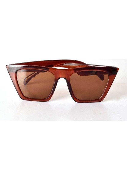 Kahverengi Şeffaf Çerçeveli Unisex Güneş Gözlüğü - Moda Gözlük fırsatları