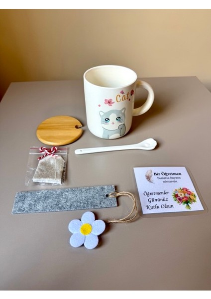 24KASIM Öğretmenler Günü Hediye Seti-Seramik Bardak,kitap Ayracı,bitki Çayı, Tebrik Kartı-Öğretmen Teacher Gift modelleri