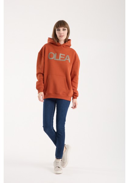 Kadın Kabartma Baskılı Oversize Sweatshirt modelleri