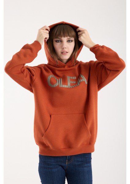 Kadın Kabartma Baskılı Oversize Sweatshirt