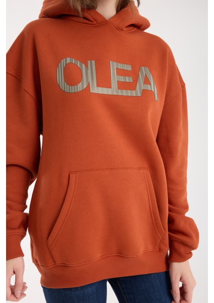 Kadın Kabartma Baskılı Oversize Sweatshirt