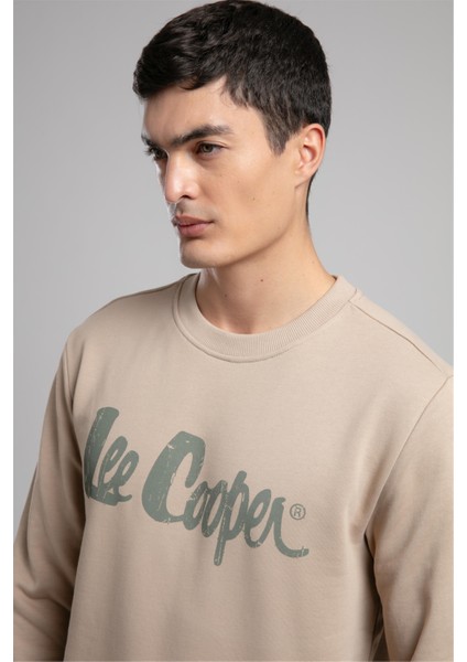 Jeffı Erkek O Yaka Sweatshirt Bej fırsatları