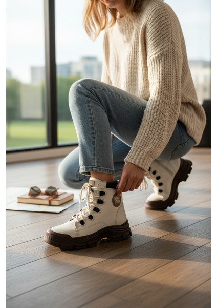 Conpax 5967 Bej Kahve Kadın Fermuarlı & Bağcıklı Bot fiyatları