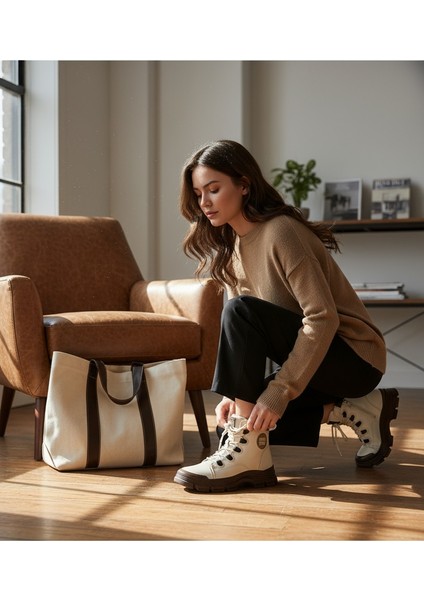 Conpax 5967 Bej Kahve Kadın Fermuarlı & Bağcıklı Bot modelleri