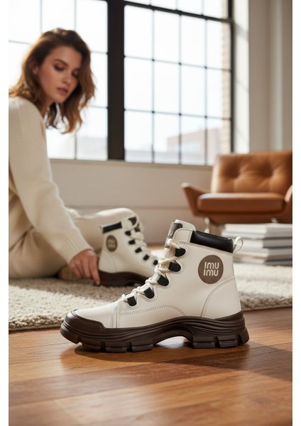 Conpax 5967 Bej Kahve Kadın Fermuarlı & Bağcıklı Bot fırsatları