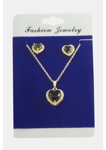 Kalp Zirkon Taşlı Set Kolye