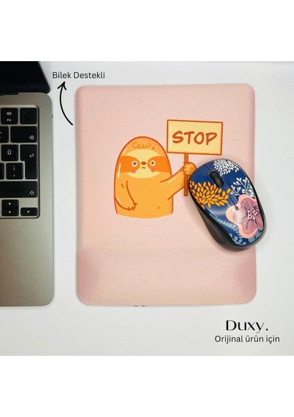 Komik Desenli Bilek Destekli Mouse Pad, Kaymaz Taban, Ev Ofis ve Oyun Için Rahat ve Yumuşak Mousepad