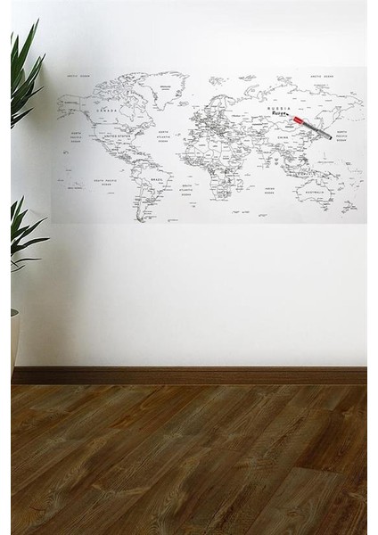 Yazılabilir Dünya Haritası Manyetik Duvar Stickerı 110 x 56 cm (5067) fırsatları