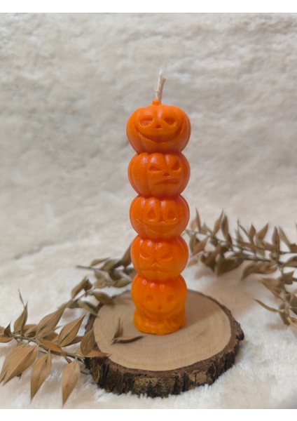 Bal Kabağı Desenli Yılbaşı Konseptli Dekoratif Mum, Tek Renk fiyatları