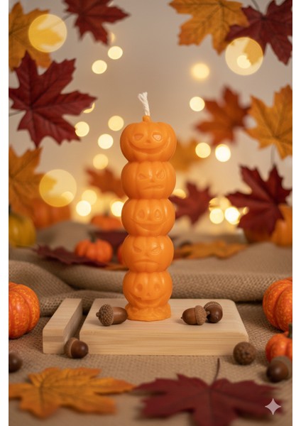 Bal Kabağı Desenli Yılbaşı Konseptli Dekoratif Mum, Tek Renk indirimleri