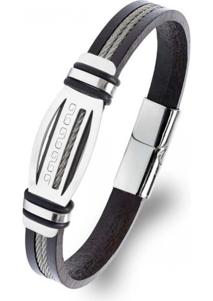 Grek Anahtarı Desenli Çelik Halatlı Erkek Bileklik 9594B17D4