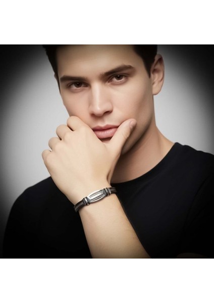 Grek Anahtarı Desenli Çelik Halatlı Erkek Bileklik 9594B17D4 fiyatları