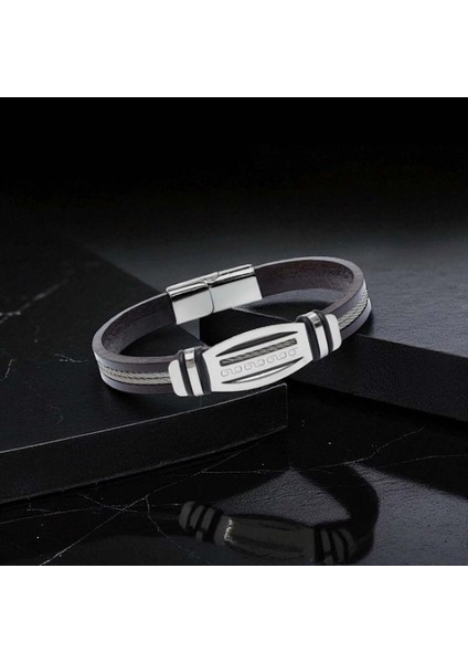 Grek Anahtarı Desenli Çelik Halatlı Erkek Bileklik 9594B17D4 modelleri
