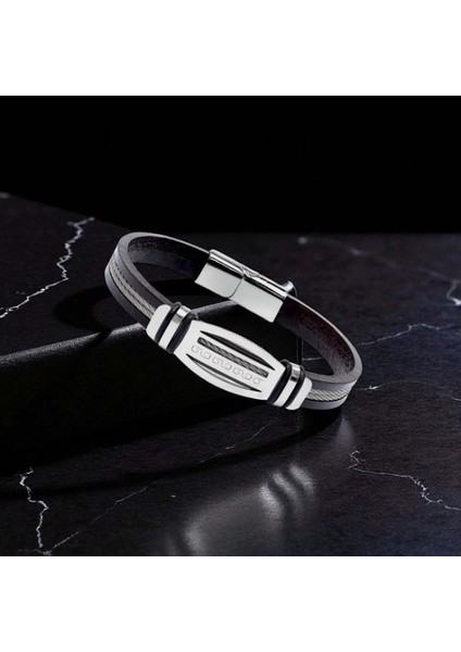 Grek Anahtarı Desenli Çelik Halatlı Erkek Bileklik 9594B17D4 fırsatları