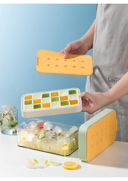 Yeni Nesil Çift Katlı Buz Kalıbı – Kapaklı Saklama Kutulu, Basmalı Sistem