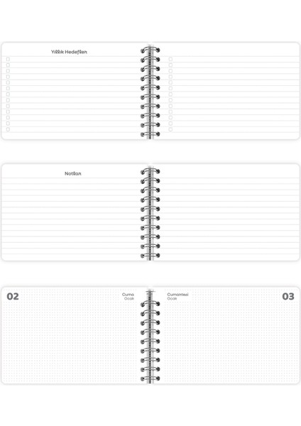 Günlük Spiralli Yatay Cep Ajanda | 13,5x9,5 cm Soft Touch Kapak modelleri