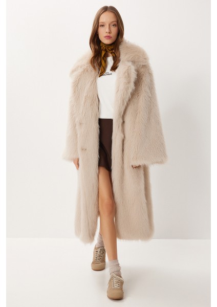 Uzun Suni Kürk Kaban LFG0169 Bej fiyatları