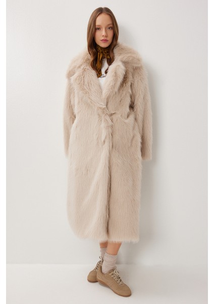 Uzun Suni Kürk Kaban LFG0169 Bej modelleri
