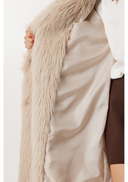 Uzun Suni Kürk Kaban LFG0169 Bej indirimleri