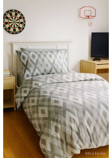 Zigzag Desenli Gri Pamuklu Tek Kişilik Nevresim Takımı fiyatları