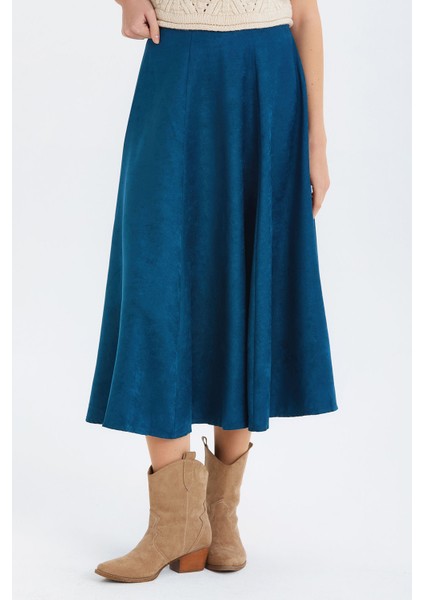 Süet A Kesim Midi Etek Mavi fiyatları