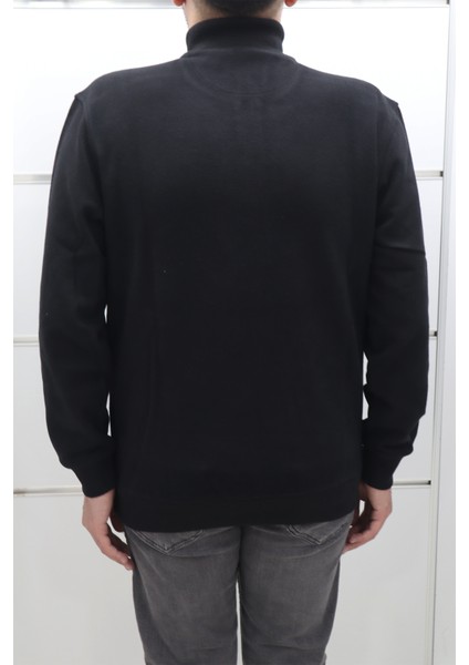 Fistan Store Erkek Düz Spor Kesim Normal Kalıp Hakim Yaka ve Yakası Fermuarlı Kışlık Selanik Kumaşlı Kazak modelleri