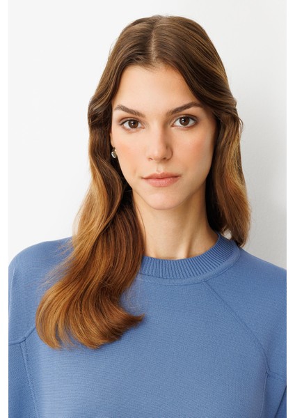 Yuvarlak Yaka Basic Triko-Indigo