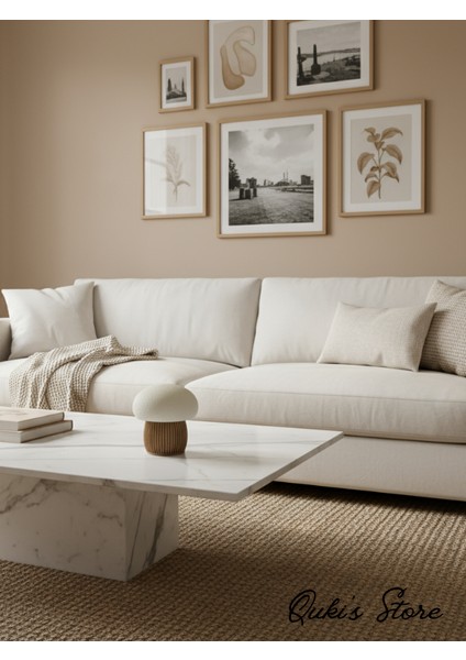 Dekoratif Japon Mantarı Biblosu, 2 Adet, 1 Büyük, 1 Küçük, Beyaz-Açıkkahve fırsatları