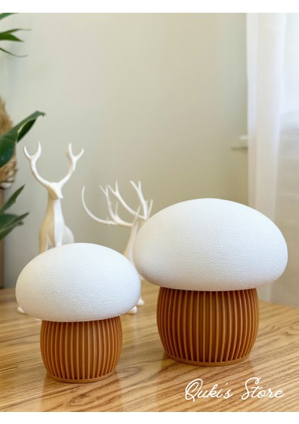 Dekoratif Japon Mantarı Biblosu, 2 Adet, 1 Büyük, 1 Küçük, Beyaz-Açıkkahve indirimleri