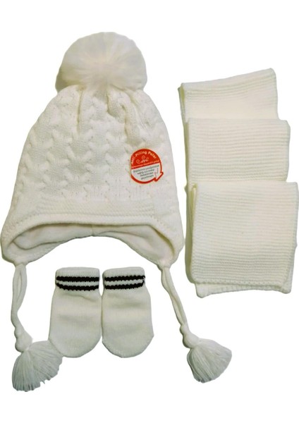 Kız Bebek 0-18 Ay Ponponlu Örgü Bere Atkı Eldiven 3'lü Takım fiyatları