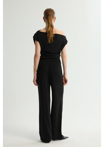 Bol Paça Cepli Pantolon Siyah 153L7821020 fırsatları