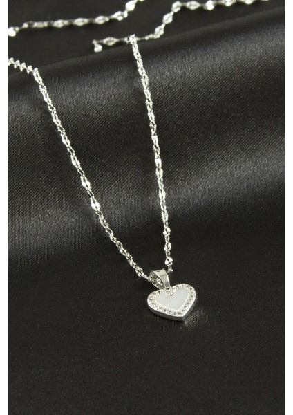 Kalp Sedef Lüks Çelik Kolye