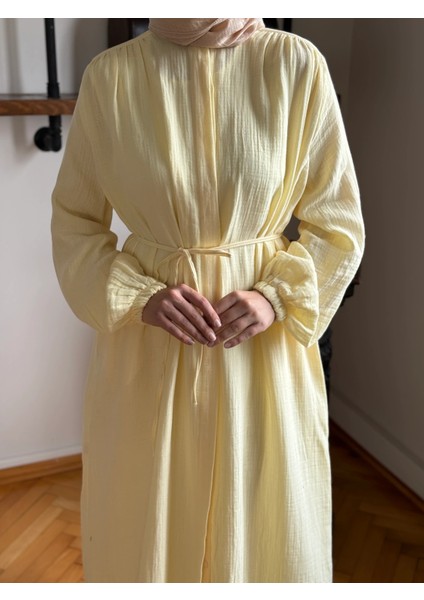 Tam Boy Düğmeli Müslin Ferace 5102