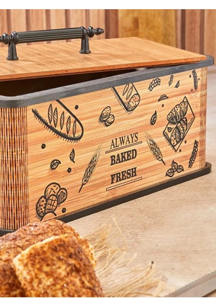 Kapaklı Ahşap Ekmeklik - Dekoratif Desenli Ekmek Saklama Kutusu - Lüx Büyük Ekmek Dolabı fiyatları