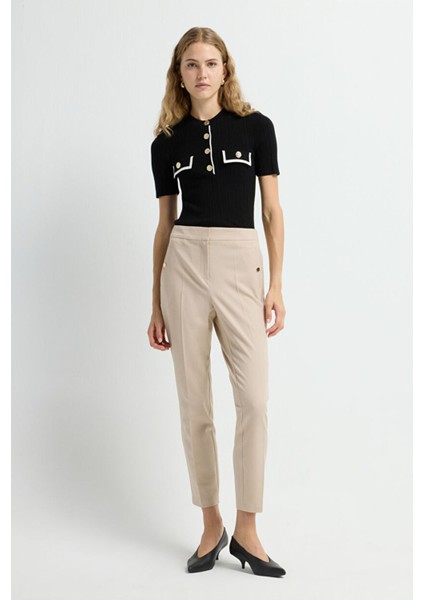 Metal Aksesuarlı Cepli Pantolon Bej 15335246013 fırsatları