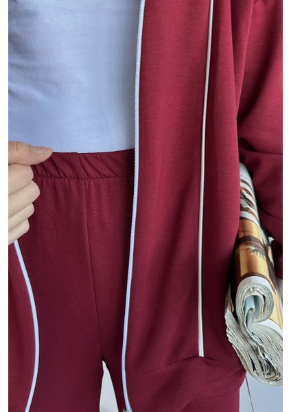 Ön Fermuarlı Şeritli Tunik Bel Lastikli Pantolon Tesettür Ikili Takım P-00018992 indirimleri