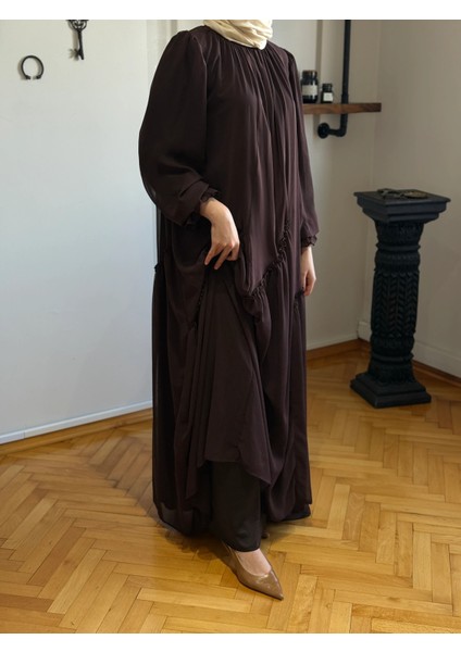 Verev Büzgülü Şifon Elbise 1006 fırsatları