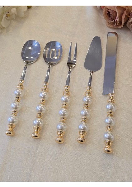 5 Parça Inci Servis Kaşık Seti Gold fırsatları