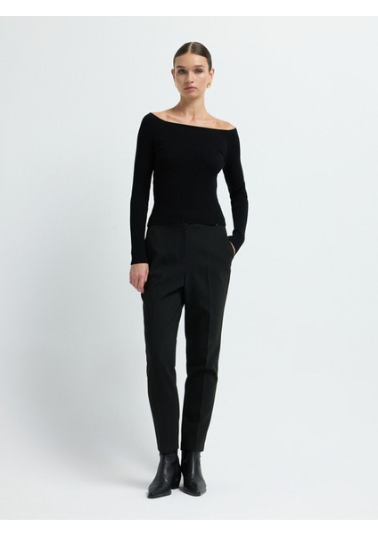Yakası Açık Triko Kazak Siyah 13942993002 fiyatları
