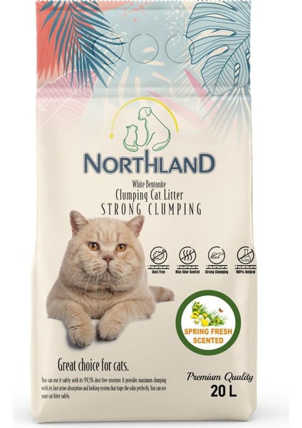 Nortland 20 Lt Natural Pudrası Doğal Bentonit Kedi Kumu