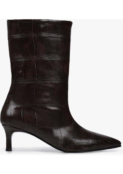 Kadın Velina Kahve Kroko Kısa Topuklu Bot