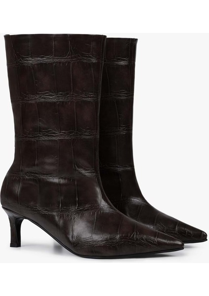 Kadın Velina Kahve Kroko Kısa Topuklu Bot fiyatları