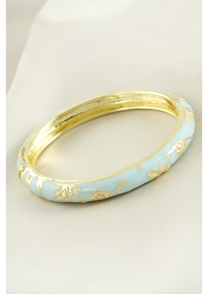 Çiçek Işlemeli Mineli Kelepçe Bileklik