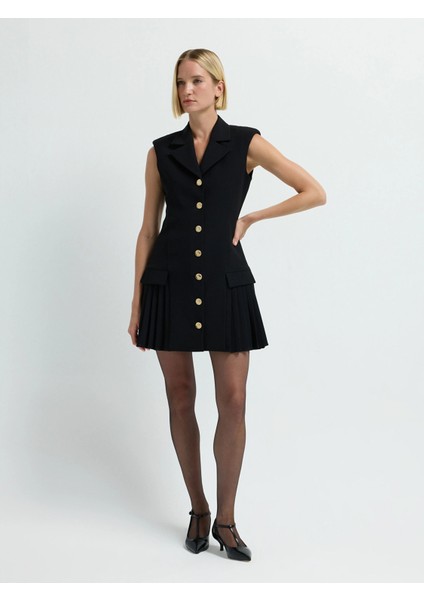 Pliseli Elbise Siyah 12445735000 fırsatları