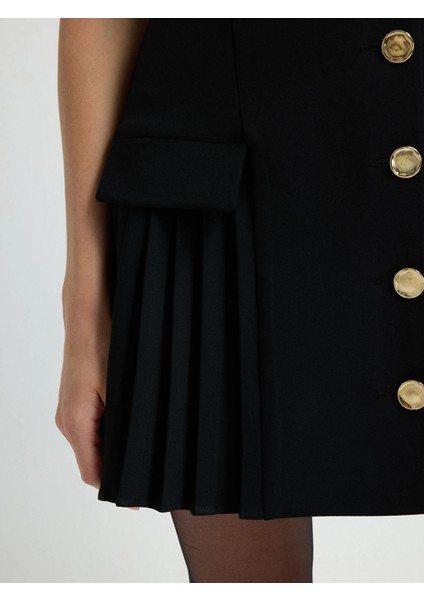 Pliseli Elbise Siyah 12445735000 indirimleri