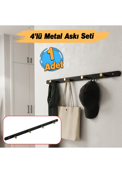 Metal Siyah Gold 4'lü Birleşik Portmanto Vestiyer Anahtarlık Askısı Duvar Monteli Vidalı Elbise Asma fiyatları