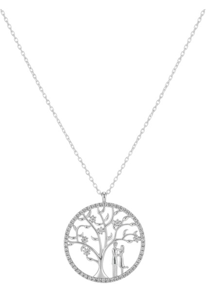 Işıklı Kutuda 925 Ayar Gümüş Hayat Ağacı Kolye Kadın fırsatları