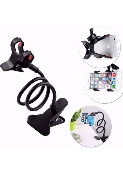 Akrobat Tutucu Mandallı Bükülebilir Masa Tablet Telefon Tutacağı Siyah indirimleri