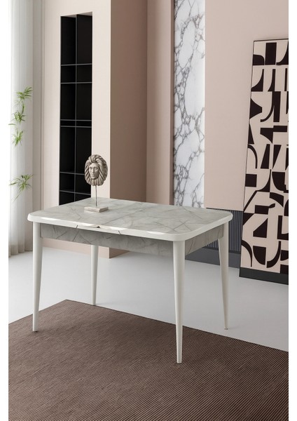 Lagina Ortadan Açılır Büyüyen Yemek Masası Mermer Desenli 90X160CM Sadece Masa Fiyatıdır